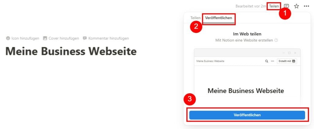 notion webseite veröffentlichen