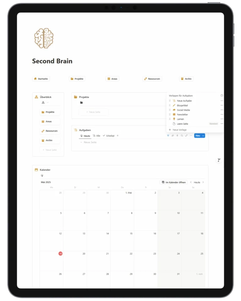 tablet second brain kostenlose vorlage
